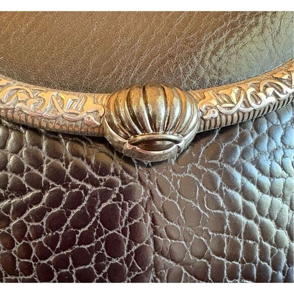 BRIGHTON - Vintage Black Croc-Embossed Leather Small Clutch. Like New! - Picture 11 of 16